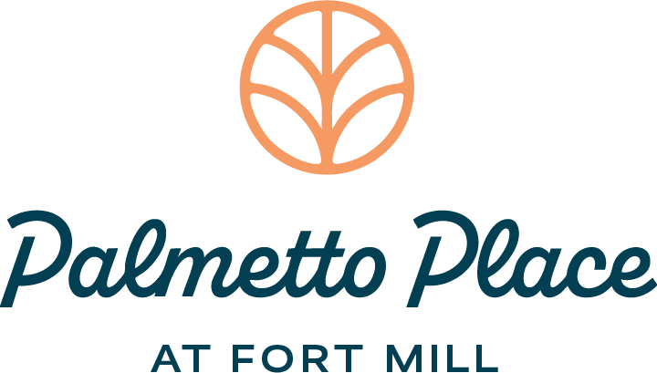 A logo with a leaf and the words Palmetto Place at Fort Mill.